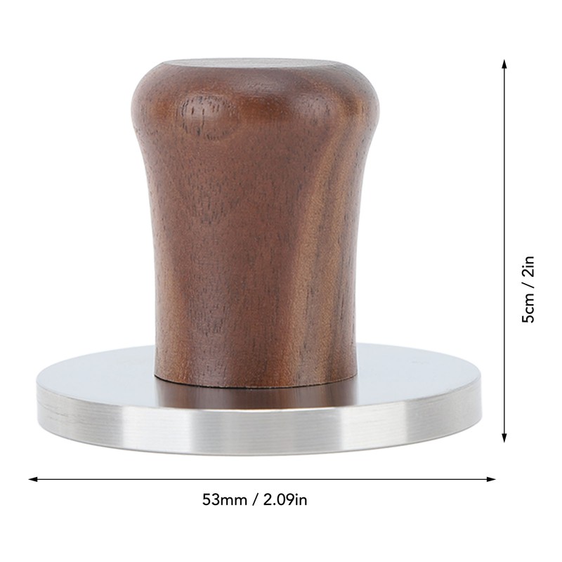 Wood Handle Coffee Tamper Stainless Steel Press Detachable Flat Base