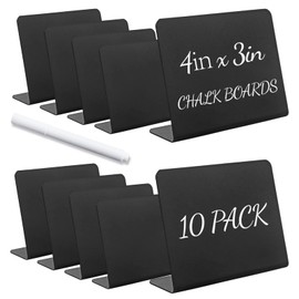 YETOOME 10 Pack Chalkboard Signs for Tabletop, L-Shaped Buffet Signs with 1 Erasable Chalk Marker, Food Labels for Party Buffet Wedding Bakery (3 x 4 in)