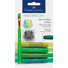 Faber-Castell 121804 - Aquarellkreiden Gelatos mit Pinsel und Stempel, 4 Stück, grüntöne