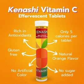 Kenashi Vitamin C 1000mg Efervescente Vitamin C Tablets Dissolve in Water High Absorption Vitamin C Dissolvable Tablets Best Immune Booster Supplement Vitamin C Effervescent Tablets Vitamine C