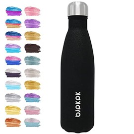 BJPKPK Insulated Water Bottles -17oz/500ml -Stainless Steel Water bottles,Sports water bottles Keep cold for 24 Hours and hot for 12 Hours,BPA Free kids water bottles for School-Glitter Black