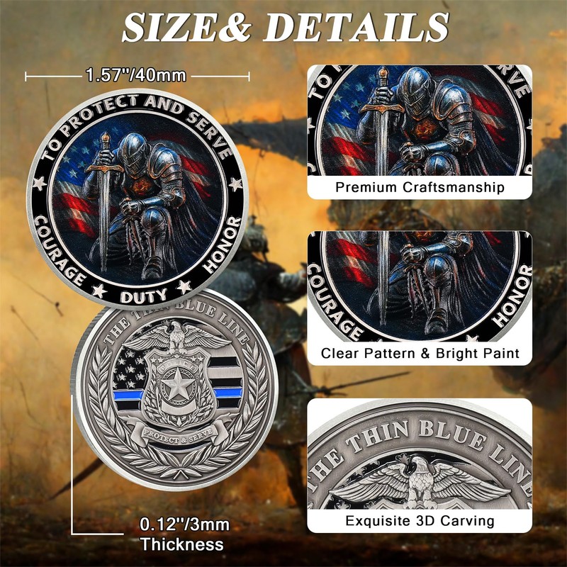 ASmileIndeep Knight Guardian Challenge Coin – Police Challenge Coin -Thin