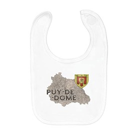 Fabulous Puy de Dome 63 Department Clermont Old Map Organic Cotton Baby Bib, White