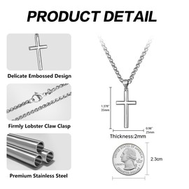 Silver Cross Necklace for Men, Speroto 925 Sterling Silver Mens Necklace with Cross Pendant and Wheat Chain, Cross Necklace Simple Jewelry Gift for Men Women Wheat Chain (Silver, 18 inch)