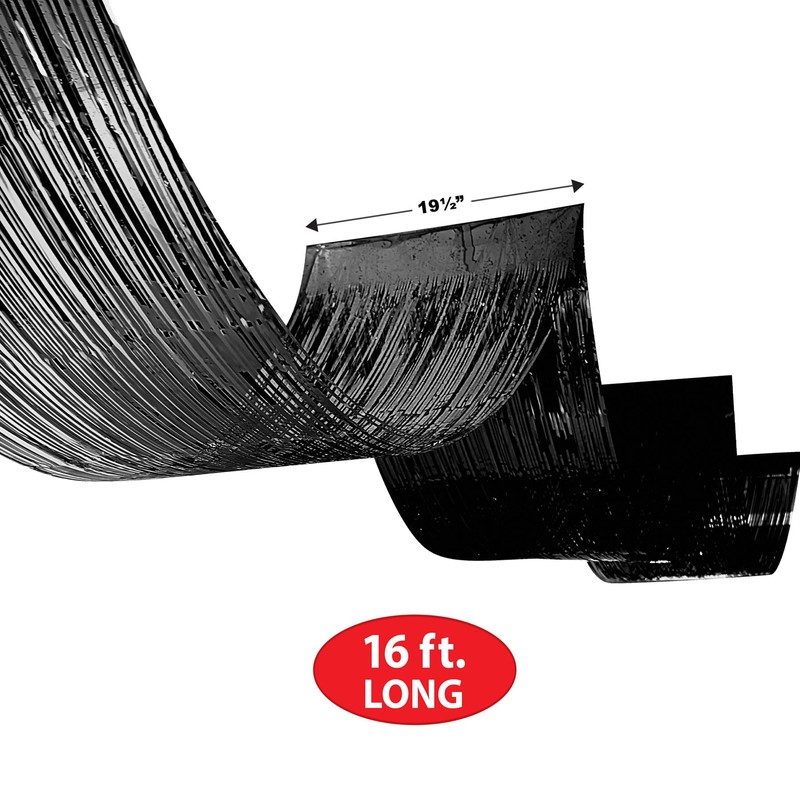 Beistle 2 Piece Black Metallic Plastic Fringed Ceiling Curtains 16’,