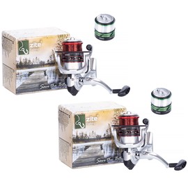 Zite Fishing Carp Reel Set | 2 Pieces Fishing Reel | 2 Aluminium Spools | 0.25 mm & 0.35 mm Fishing Line Pre-Spool | Quick Folding Crank | All-Round Reel Also for Children and Beginners