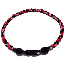 S'beauty 2 Rope Titanium Sports Tornado Necklace 18" (Red-Black)