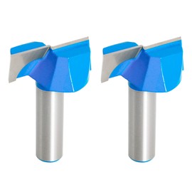Aopin Floor Cleaning Bit 1 3/8" Diameter 1/2" Shank Mortice Bit Spoil Board Surface Plate Router Cutter Carbide Tip Blue Silver 2 Pack
