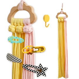 KASESSS Hair Scrunchie Storage, Hair Clip Girls, Cloud Hair Clips Storage, Hair Scrunchie Organiser with Hooks, Hair Accessories Children's Organiser Made of Wood, Hair Clips Holder for Girls, Women