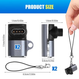 Pack of 2 USB C Charging Adapters, Compatible with Garmin Fenix 7/7S/7X, Forerunner 965/265/265S, Vivoactive 5, Venu 3/2/2S and More, USB Type C Adapter to Male for Garmin, 5V/1A, with Lanyard, Black