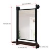 OLDRAINBOW Industrial Pipe Mirror Wood Shelves,Bedroom Mirror with Shelf,Rectangle Iron