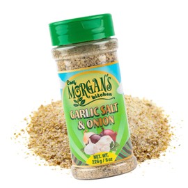 Chef Morgan's Kitchen Garlic Salt, 8oz - No MSG Added & Gluten Free - Premium blend of Garlic Salt with Onion - Flavorful Salt for Chicken, Pork & Steak & Veggies - Enhance Meals with Versatility and Taste