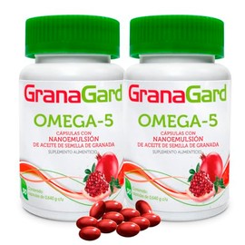 Duo Pack GranaGard Omega 5 30 cáps. con Nanotecnología. Cápsulas de aceite de semilla de granada. Antioxidante natural potenciado por la nanotecnología. (2 frascos con 30 cápsulas)