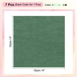 PATIKIL Cotton Fabric Bundles, 7 Pcs 4 x 4 Inch Fat Quarter Solid Color Precut Fabric Squares for Sewing Patchwork Quilting DIY Crafts, Green