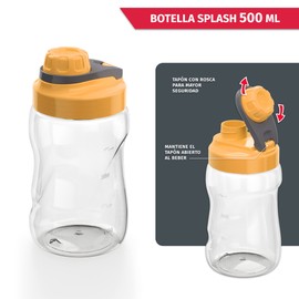 Torosqui | Botellas De Agua 500 ML Anti Derrame | Libre De Bpa | Termo agua infantil antiderrames | Resistentes | agarre ergonómico y cómoda | Libres de fugas | Color Amarillo