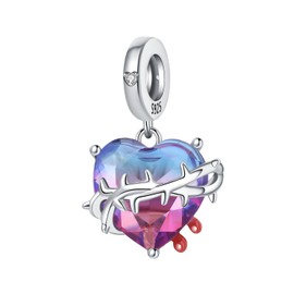 CYCUFF 925 Sterling Silver Charms for Bracelets and Charm Necklaces, Bracelet Pendant Beads Jewellery Gift for Family Friends Women (Thorn Heart Pendant), Sterling Silver, Sterling silver