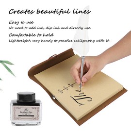 Cuaderno de Cuero Retro + Pluma Estilográfica, Pluma Estilográfica de Estilo Europeo con Juego de Botella de Tinta, Caja de Regalo para Escribir, Regalo para Amigos/Familiares/Maestros