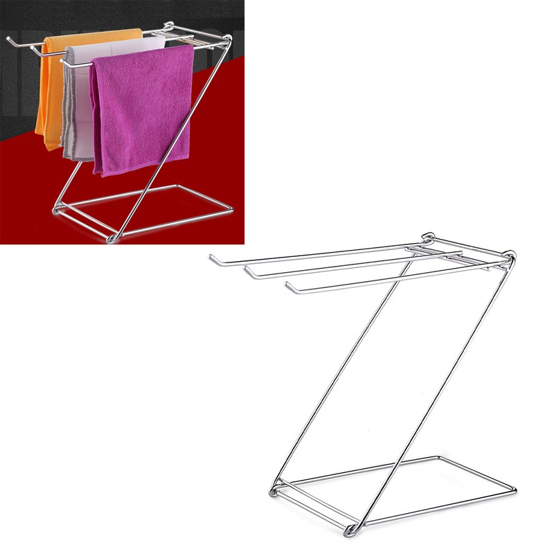 Foldable Floor Towel Holder Stainless Steel Z Shaped 3 Bars