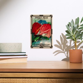 Lantern Press 6x9 Inch Wood Sign, Ready to Hang Wall Decor, Sweet Peas Seed Packet