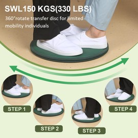 Pivot Disc and Patient Transfer Board-Turning Devices for Elderly and Disabled,Pregnant Woman,Slide Boards Aid,Swivel Cushion 360 Degree Rotating Seat Cushion for Direction Change 15.7"Dia
