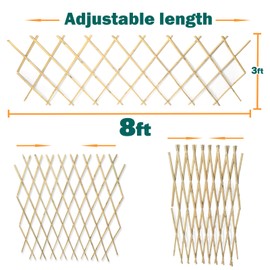 Sprigra Natural Bamboo Trellis, Expandable Fence, Outside Lattice Fence 36x92 Inch, Reusable Decorative Fence for Climbing Plants Support or Outdoor Yard