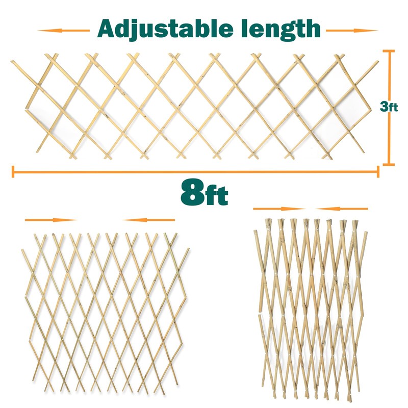 Sprigra Natural Bamboo Trellis, Expandable Fence, Outside Lattice Fence 36x92
