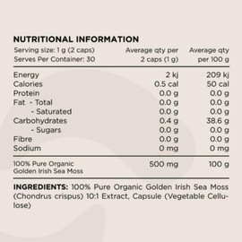 Switch Nutrition Sea Moss 60 Capsules Organic Irish Sea Moss