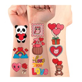 8Sheet - 110PCS Heart Love Temporary Tattoos for Kids – Cartoon Fake Tattoos Stickers for Birthday Party Favors, Gifts, DIY Decoration & Fun Activities – Waterproof & Skin-Safe