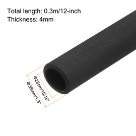 MECCANIXITY Foam Grip Tubing Handle Grips 1 1/8"(28mm) ID 1.4"(36mm) OD 12" Black for Pipe Insulation, Utensils, Fitness, Tools Handle Support