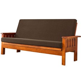 CHUN YI Jacquard Futon Cover Full Size Futon Mattress Cover Stretch Foldable Sofa Bed Covers Washable Futon Slipcover Fit for 6 to 8 Inches Sofa Cover (Coffee)