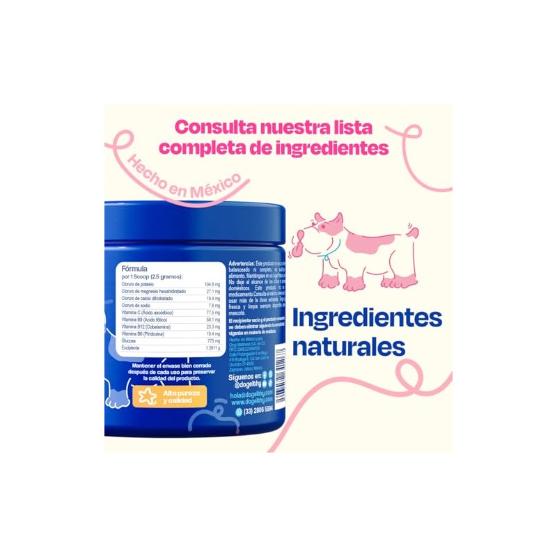 Dogelthy Hydration Powder Electrolitos para Perro en Polvo Sabor Res