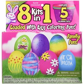 8 Kits in 1 Easy-to-do Egg Decorating Family Friendly Kit