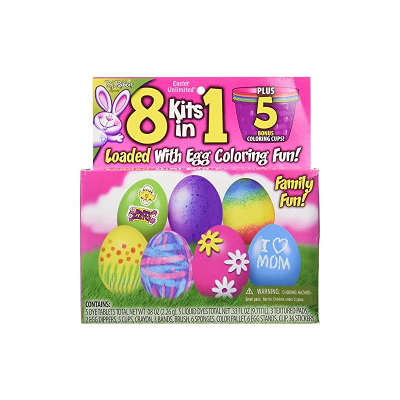 8 Kits in 1 Easy-to-do Egg Decorating Family Friendly Kit