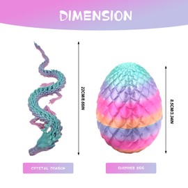 3D Printed Dragon in Egg,Articulated Dragon Toys,Crystal Dragons Fidget Toy,Flexible Joints Mystery Animal Action Figures Home Office Decor Desk Toys