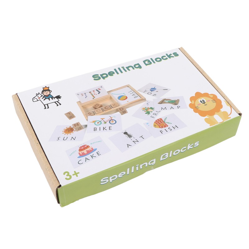 ABC Building Blocks English Letters 8 Blocks 30 Cards Wooden