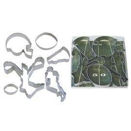 R&M International Football Cookie Cutters, 2 Footballs, Player, Helmet, Cheerleader, Megaphone, 6-Piece Set