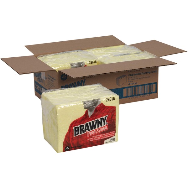 Brawny Yellow 1/8 Fold Disposable Dusting Cloth by GP PRO (Georgia-Pacific), 24" Length x 17" Width, 29616 (Case of 4 Packs, 50 Cloths per Pack)