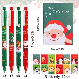 KIKVTER Christmas Small Items, Pack of 24 Christmas Stationery Set, Christmas Mini Notepad, Christmas Neutral Pen, Christmas Stationery Set for Children, Suitable as a Birthday Gift