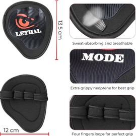 LETHAL MODE Rubber Gym Grips – Rubber Palm for Weight Lifting, CrossFit, Workout & Cycling – Fingerless, Durable & Comfortable Grips for Men & Women (D3, L/XL)