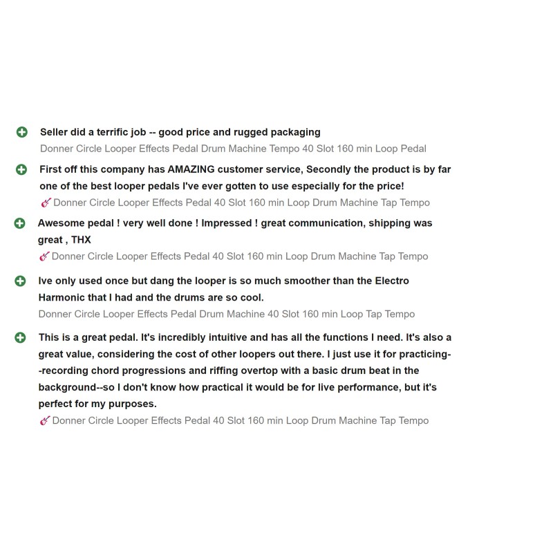 Donner Circle Looper Effects Pedal Drum Machine Tempo 40 Slot