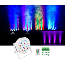 (2) Rockville Battery PAR 50 White Rechargeable LED DMX DJ Wash Up-Lights+Bag