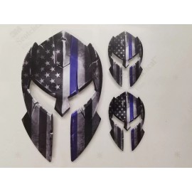 Decals by Haley Thin Blue Line Spartan Helmet Decal  Sticker Molon Labe TBL Police Officer Cop