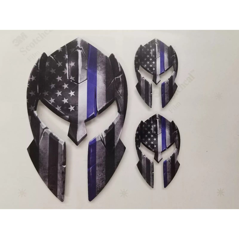 Decals by Haley Thin Blue Line Spartan Helmet Decal Sticker