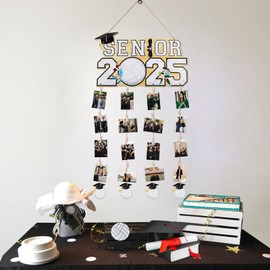 Fangleland 2025 Volleyball Graduation Photo Hanging Display, Senior 2025 Wood Picture Holder With Clips Graduate Ceremony Party Supplies