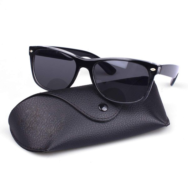 HINDAR PANDA Bifocal Reading Sunglasses for Men or Women 100% UVA & UVB Fully Magnified Sun Reader Glasses (Black, 1.0)