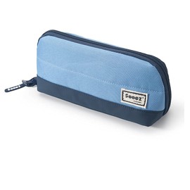 Sooez Wide-Opening Pencil Pen Case, Lightweight & Spacious Pencil Pouch Zipper Stationery Bag, Aesthetic Supply with Triangular Design for Adults, Blue