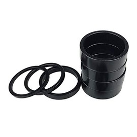 Platt Bike Headset Spacer 7PCS Aluminium Alloy MTB Road Bike Stem Headset Spacer Fit 1 1/8-Inch Stem 2/3/5 /10mm (Black)