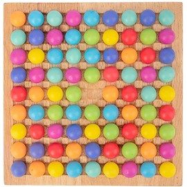 Wooden Clip Beads Board Game, Montessori Educational Wooden Toy - Clip Beads Game Puzzle Board - Wooden Clip Beads Rainbow Toy - Matching Game Memory Toy - Puzzle Board Game