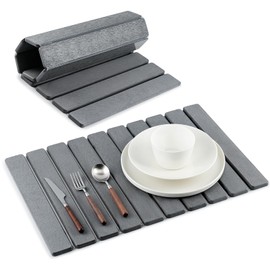 BAKFUFIY Stone Dish Drying Mat for Kitchen Counter | Diatomaceous Earth Water Absorbing Large Dry Mats 24"×16" Gray