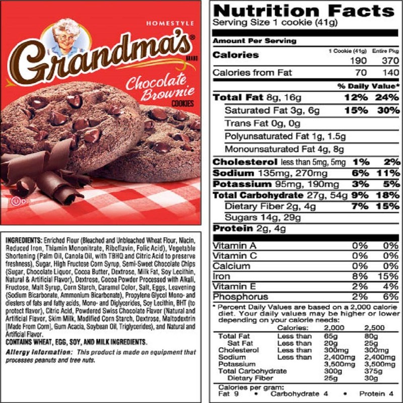 Grandma's Chocolate Brownie Cookie, 2.5 Ounce (60 Cookies)